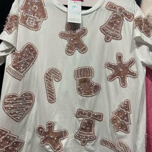 QUEEN OF SPARKLES White Top with Pink Sequin Designs